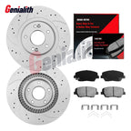 Set of 2 Front Brake Rotors and Ceramic Pads for Hyundai Santa Fe Sport (2013–2018)