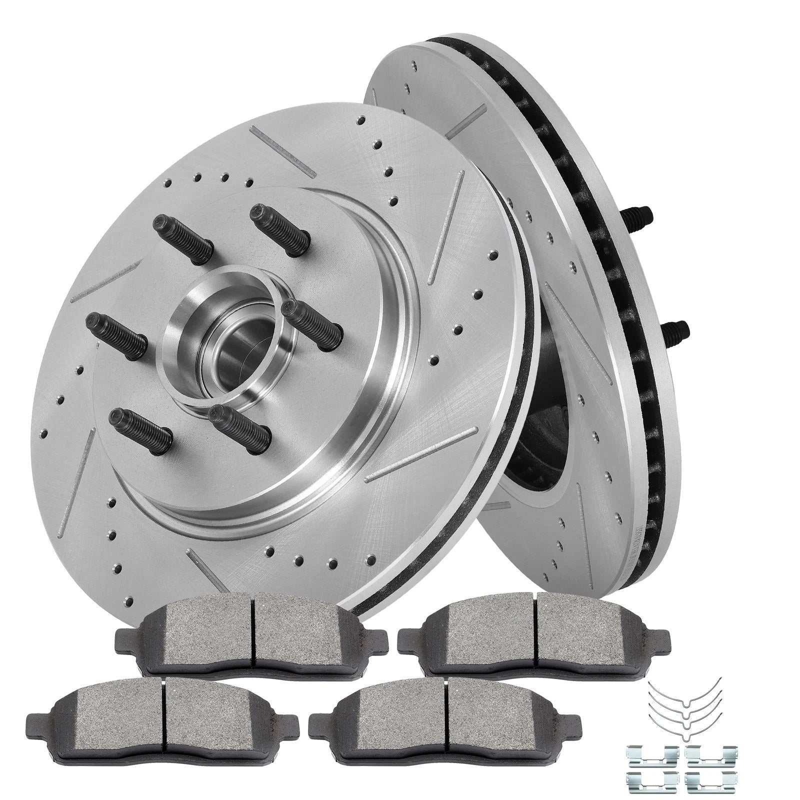 Front Brake Drilled & Slotted Rotors & Pads for Ford F-150 (2005–2008) RWD
