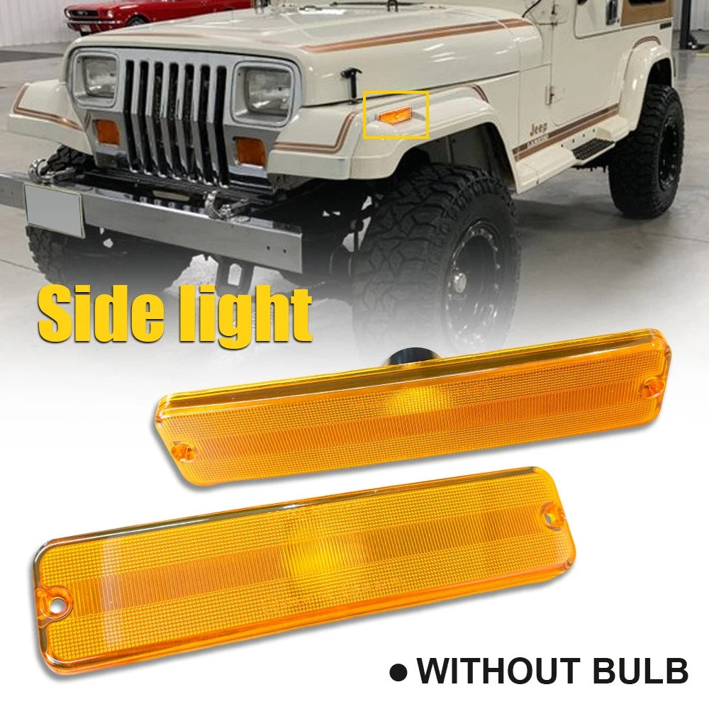 Bumper Signal Fender Side Marker Light Amber Lens for Jeep Wrangler YJ (1987–1995)