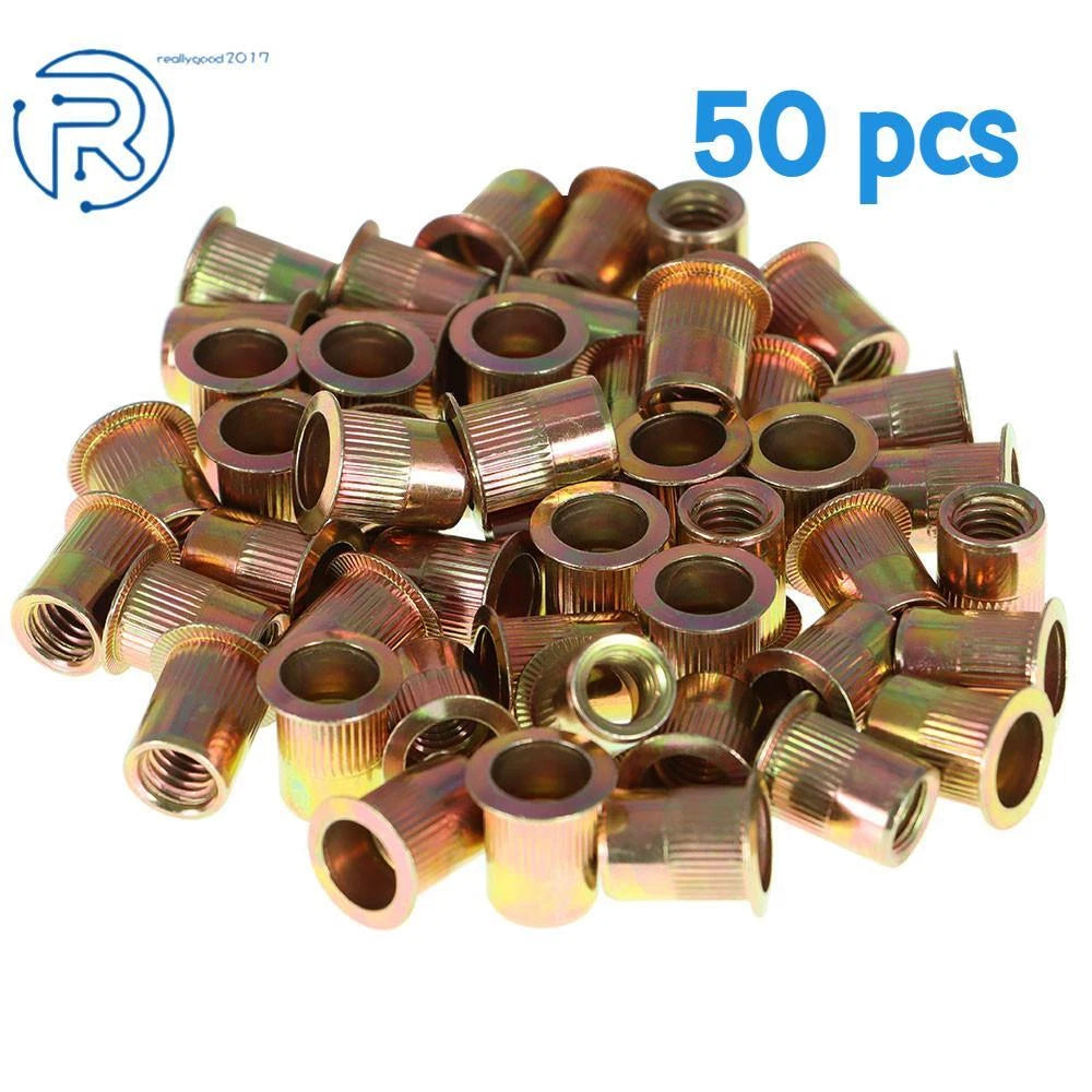 Set of 50 Flat Head Rivet Nuts for Automotive Applications
