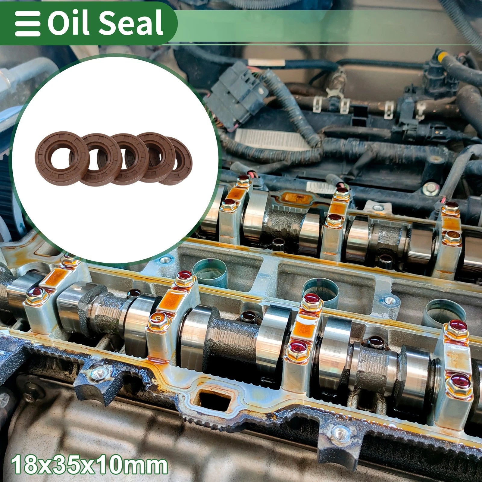 Set of 5 Oil Seals FKM Rubber 18x35x10mm for Various Models 