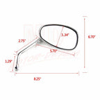 2Pcs Chrome Rearview Side Mirrors for Honda Kawasaki Suzuki Chopper Scooter (10MM)