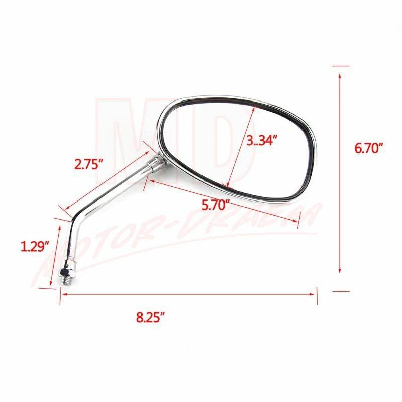2Pcs Chrome Rearview Side Mirrors for Honda Kawasaki Suzuki Chopper Scooter (10MM)