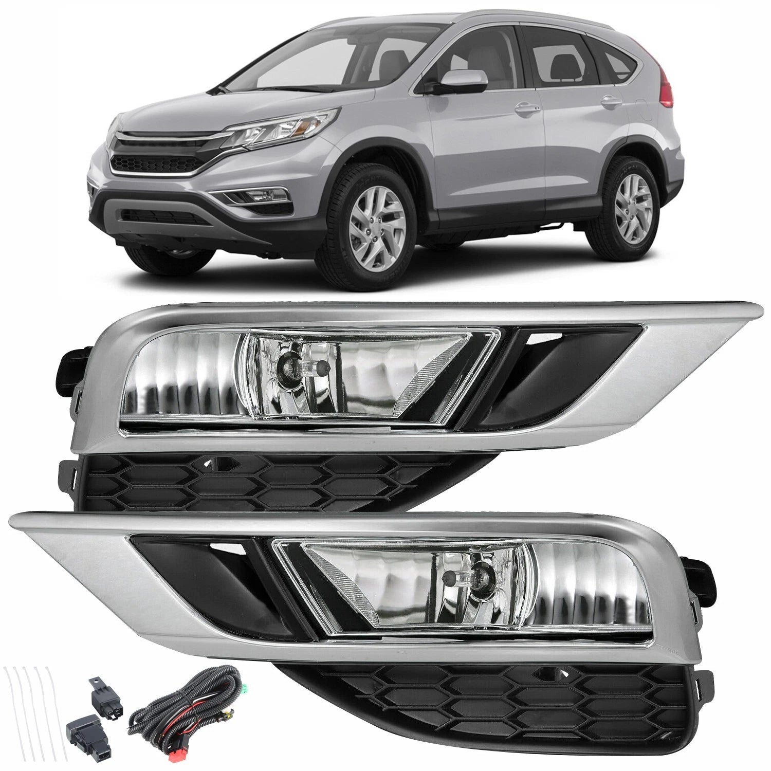 Bumper Fog Light Set for Honda CR-V (2015–2016) with Wiring and Halogen Bulbs