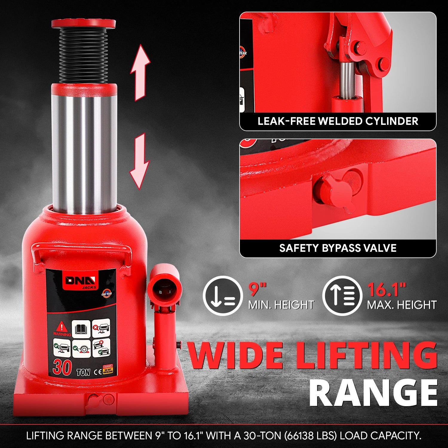 30 Ton Manual Steel Hydraulic Bottle Jack for Auto Repair