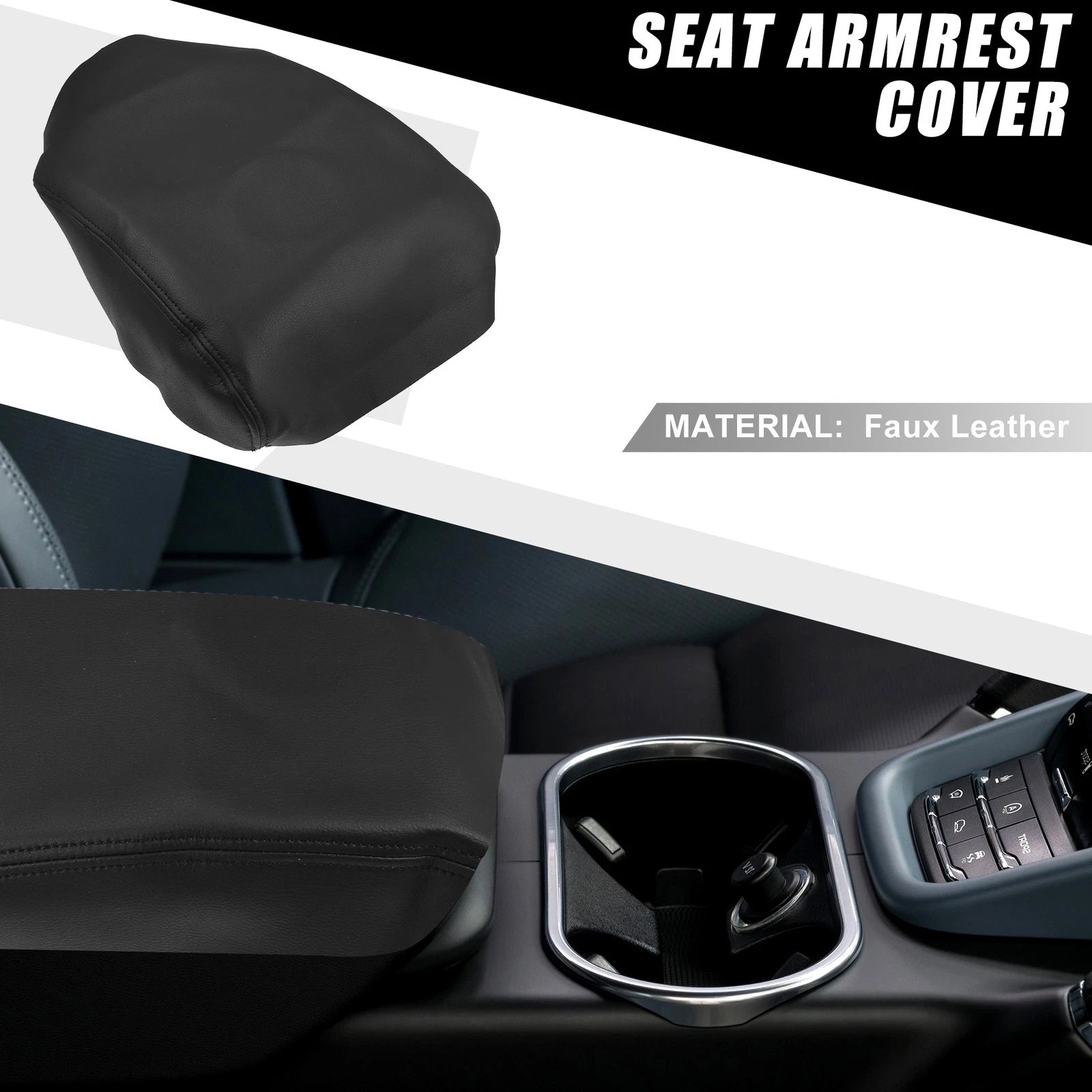 Center Console Cover Armrest Pad for Honda Ridgeline (2006–2014) Faux Leather Black