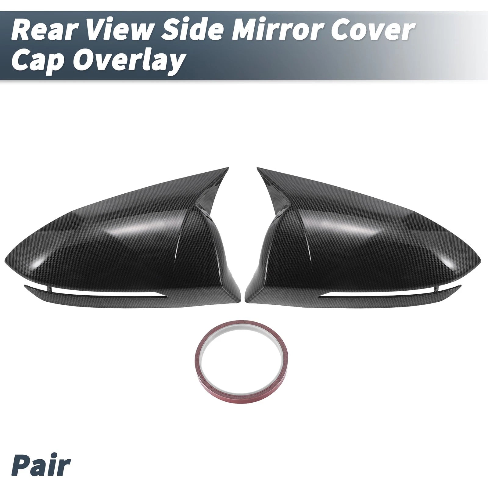 Pair Rearview Mirror Cover Overlay Black Carbon Fiber for Hyundai Tucson (2022–2024)