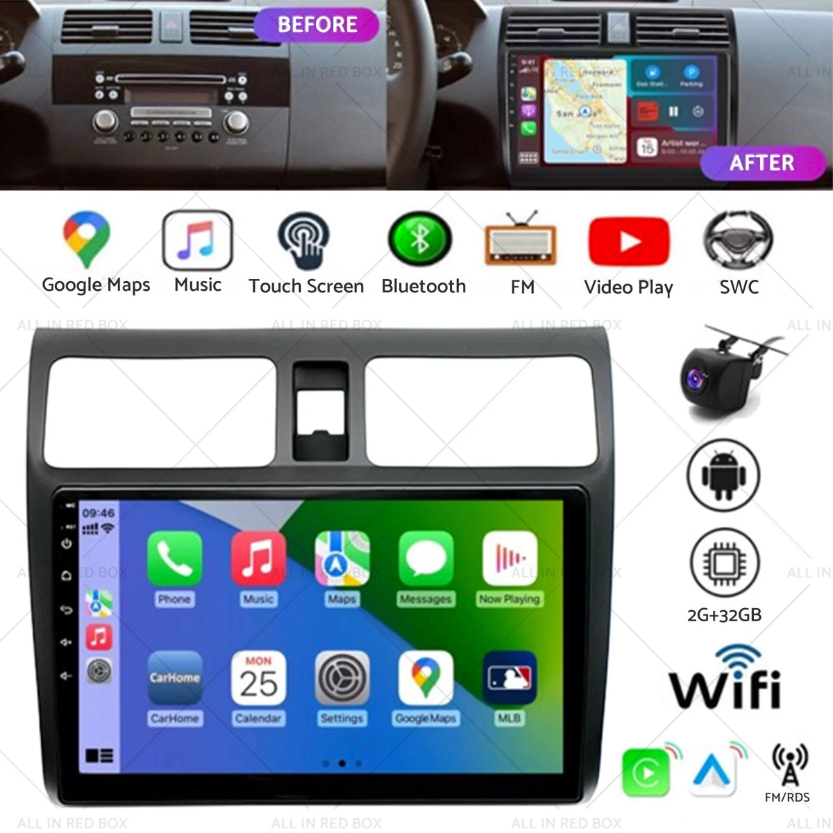 Car Radio Stereo for Suzuki Swift (2013–2023) - Android, Carplay, GPS, 32G