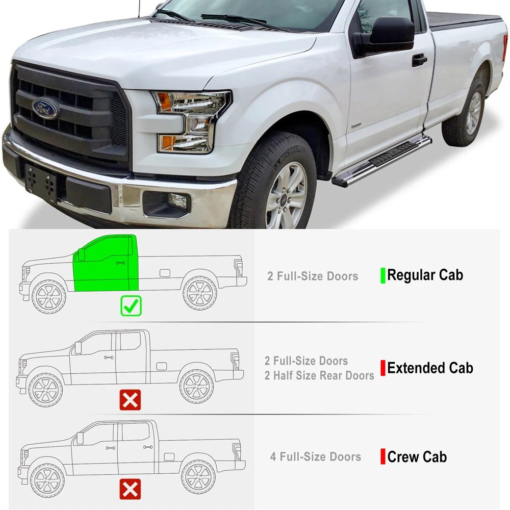 Set of 2 Chrome Board Side Steps for Ford F150 (2015-2026)
