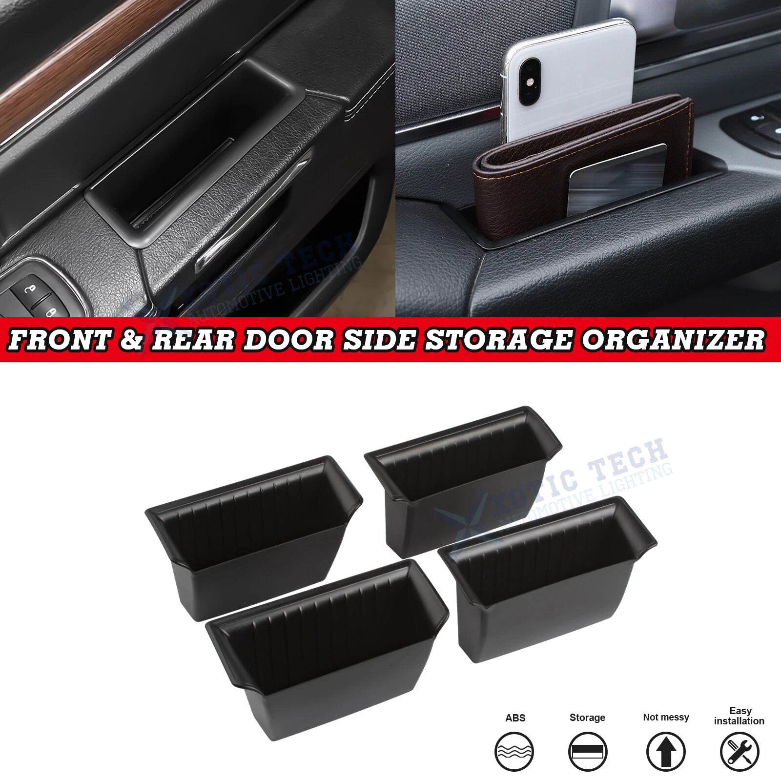 Interior Door Side Insert Organizer for 2019–2023 Dodge Ram 1500 (Black)