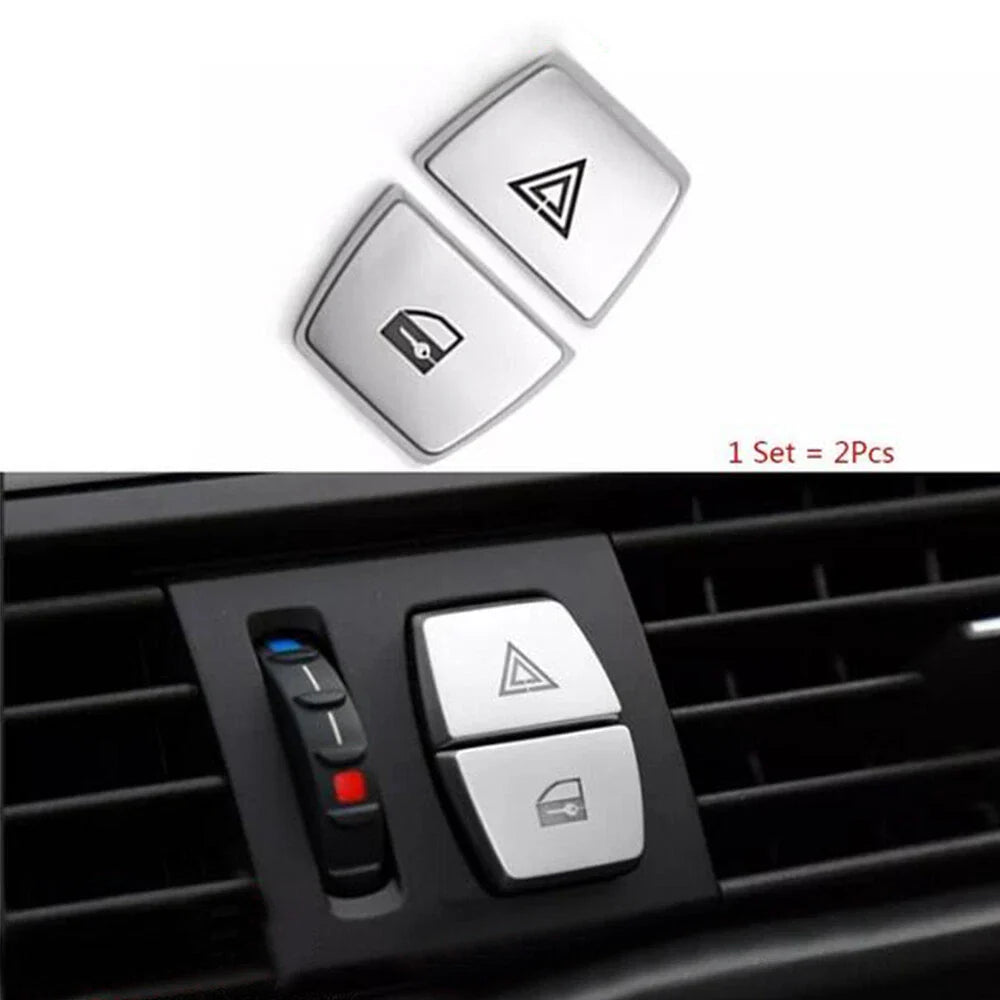 BMW 5 6 7 Series Car Warning Light Button Cover Trim Silver