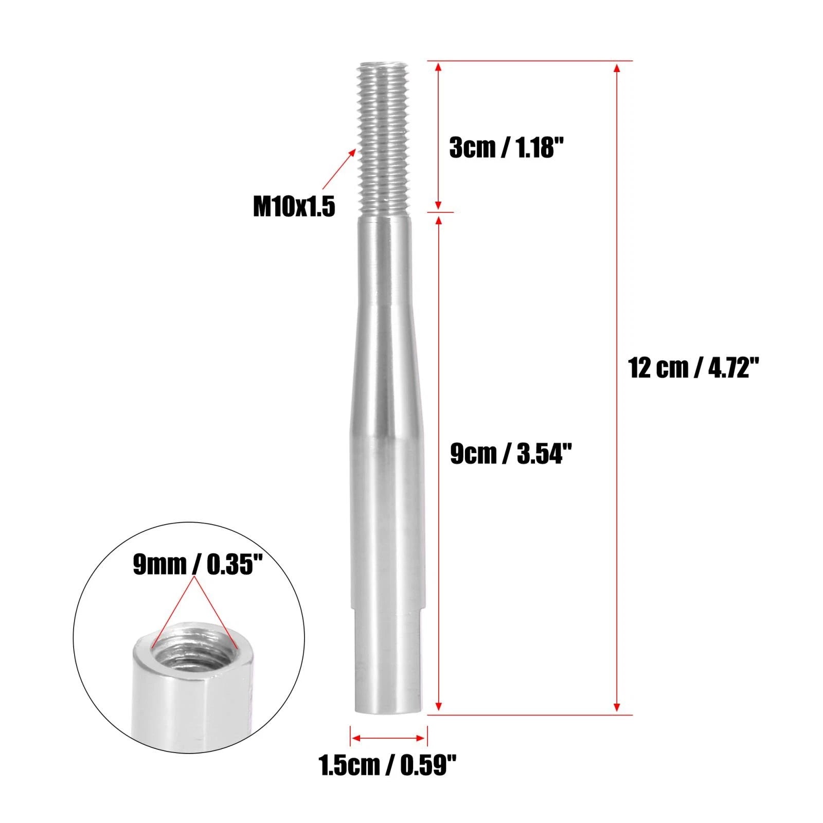 Shift Knob Extender for Honda Civic Fit (M10X1.5, Silver Tone)