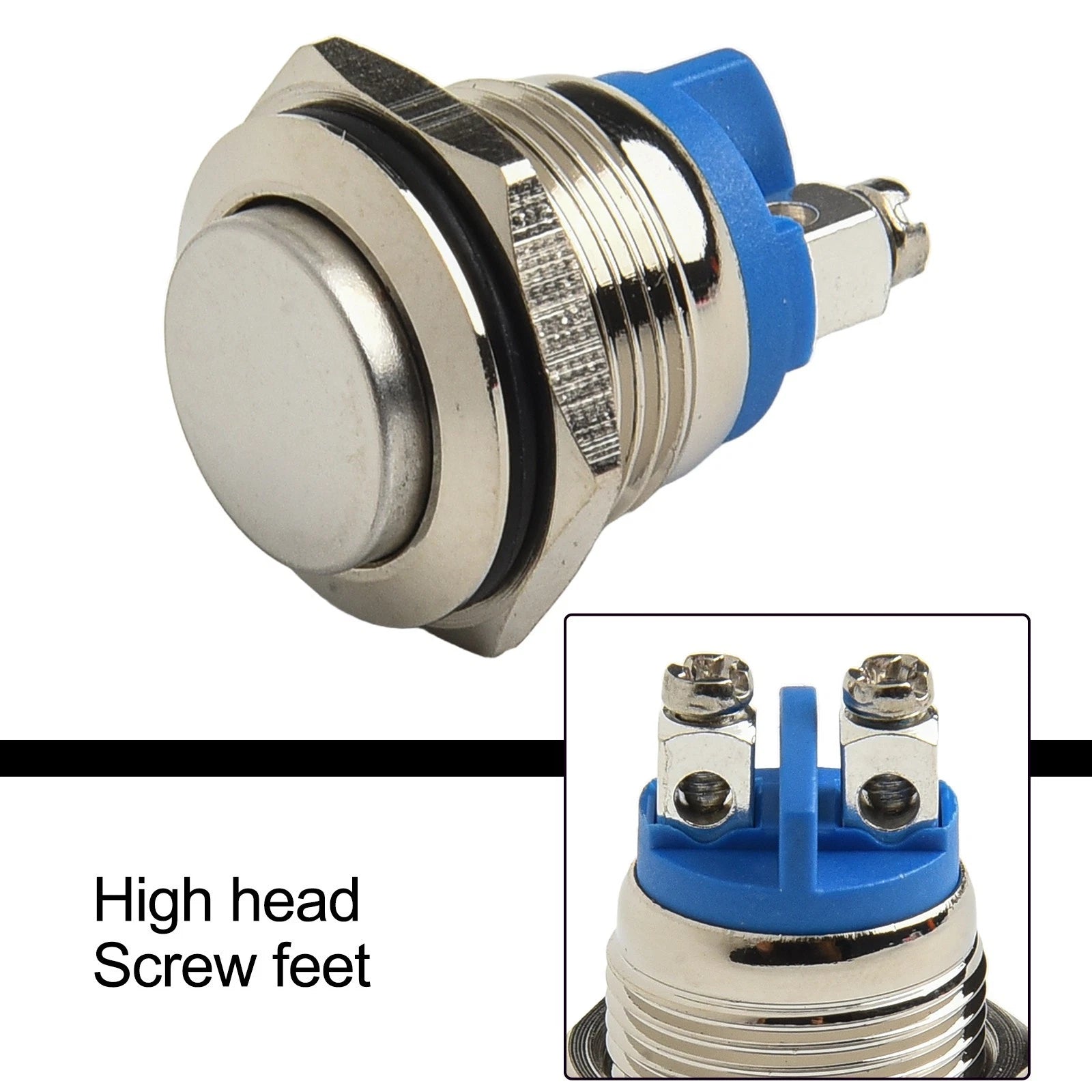 Stainless Steel Waterproof Push Button Switch 16mm for Universal Use