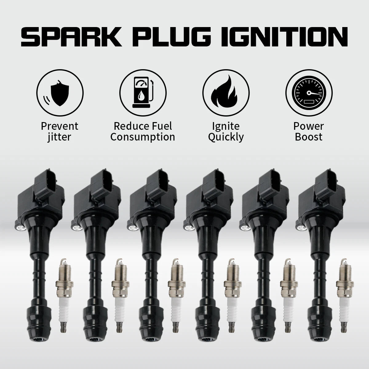6-Pack Ignition Coils UF349 & Spark Plugs for Altima Maxima Quest Murano (2002–2018)