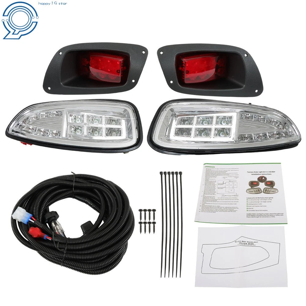 LED Headlights & Tail Lights Light Kit for E-Z-GO RXV Golf Cart (2016-Present)