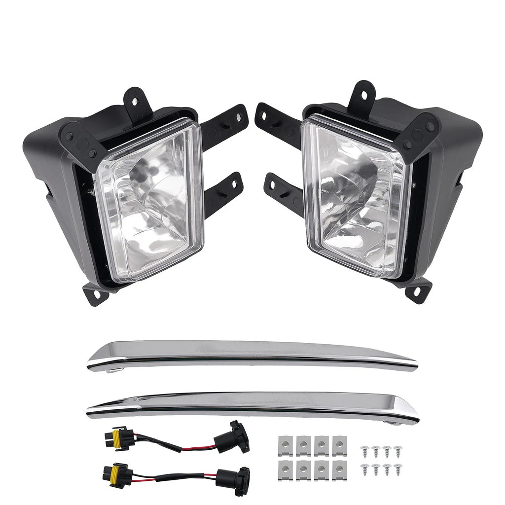 Fog Lights Lamps w/Chrome Trim + Bulbs for Chevy Suburban/Tahoe (2015–2020)