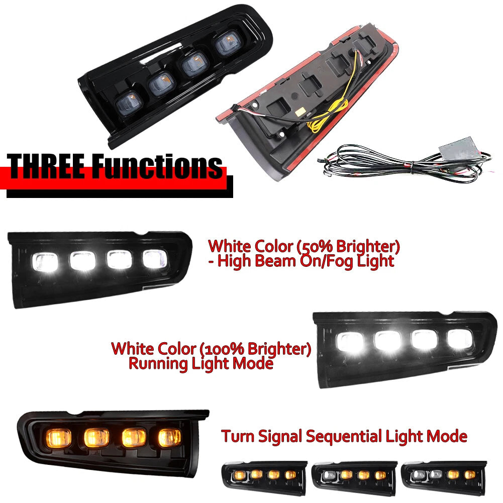 LED DRL Fog Lights with Turn Signal for Ford Bronco Raptor (2021–2023)