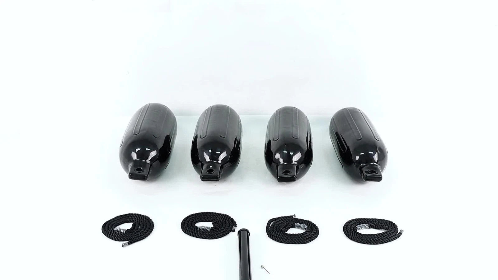 Set of 4 Black Ribbed Marine Boat Fenders 6.5" x 23"