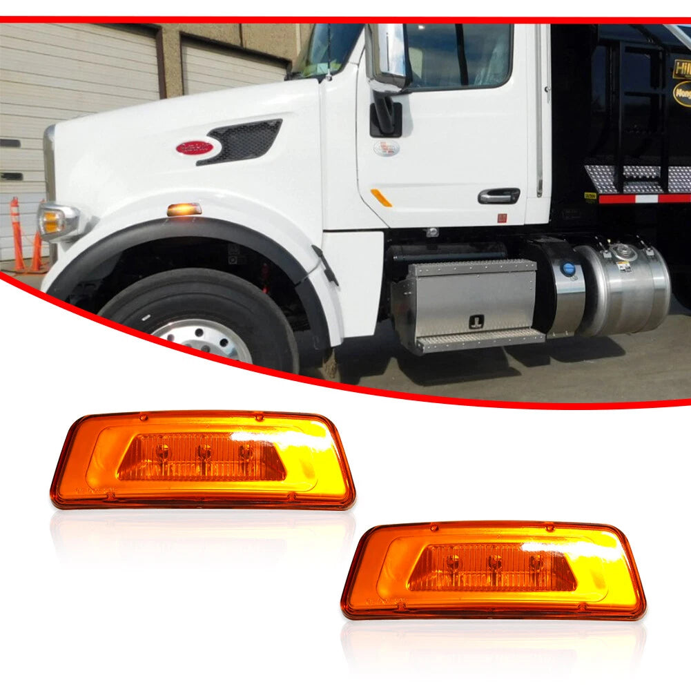 Amber LED Wheel Fender Side Marker Lights for Kenworth T680 (2016–2023)