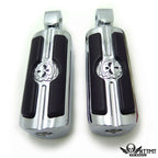 Chrome Gear Skull Footpegs for Yamaha V-Star 1000, 650, Royal Star, V-Max, Virago (1999–2023)