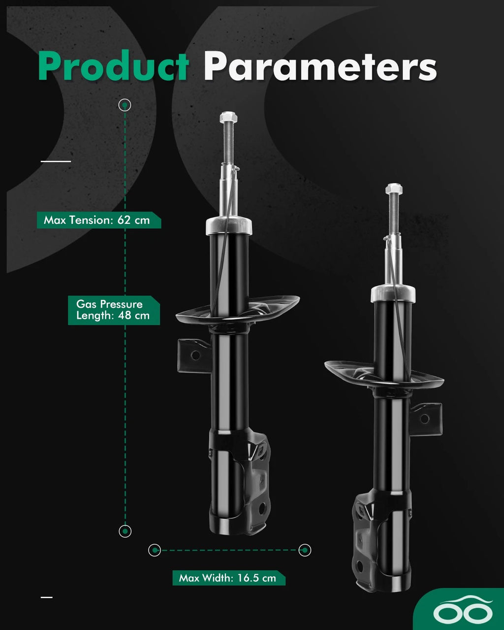 Pair of Front Bare Shocks Struts for Honda Fit (2007–2008)