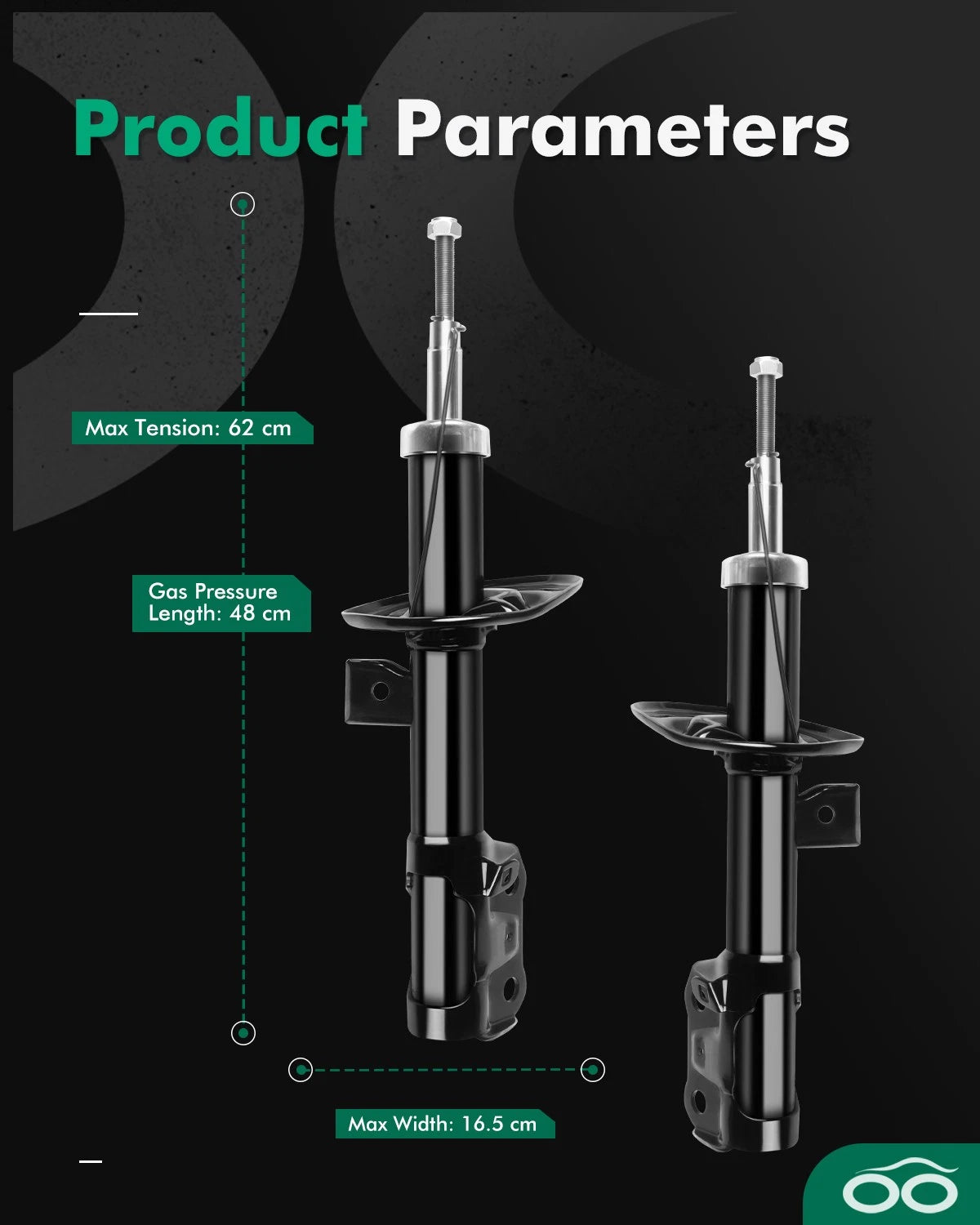 Pair of Front Bare Shocks Struts for Honda Fit (2007–2008)