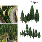 56pcs Mixed Model Tree Set for HO OO Scale Railroad Landscape Decor