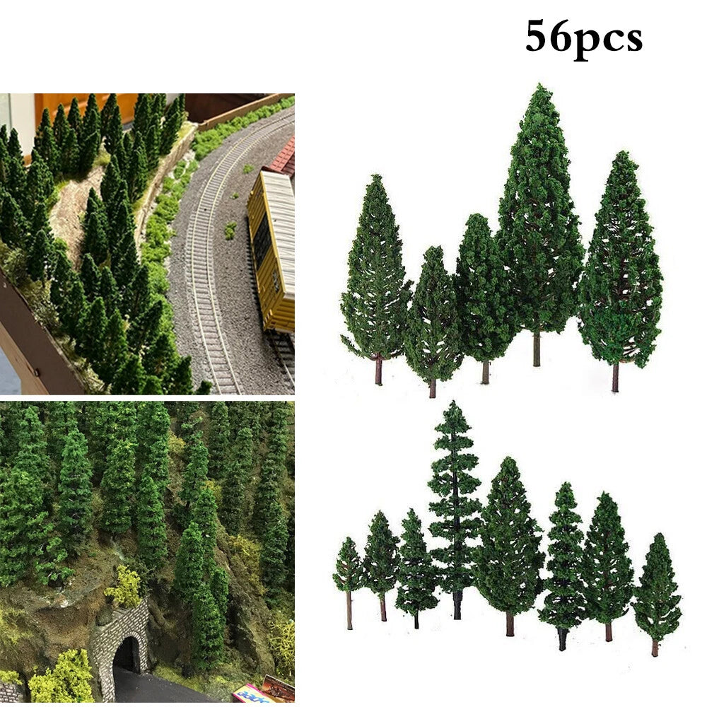 56pcs Mixed Model Tree Set for HO OO Scale Railroad Landscape Decor