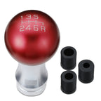 2-Piece 48mm Aluminum Red Silver Shift Knob for