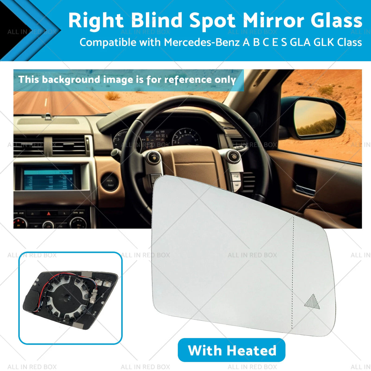 Right Mirror Glass Blind Spot for Mercedes A B C E S GLA GLK (2013–2019)