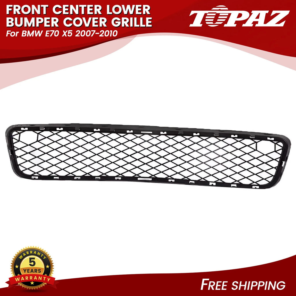Front Center Lower Bumper Cover Grille for BMW X5 (2007–2010) Black