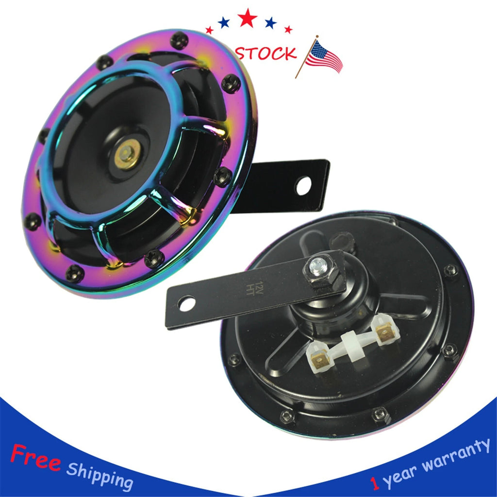 2X Neo Chrome Super Loud Electric Car Horn for Universal Vehicles (12V)