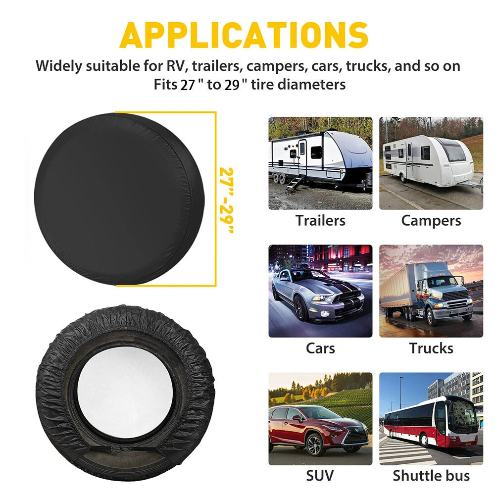 Set of 4 Waterproof Tire Covers for RV Trailer Camper (27"-29")