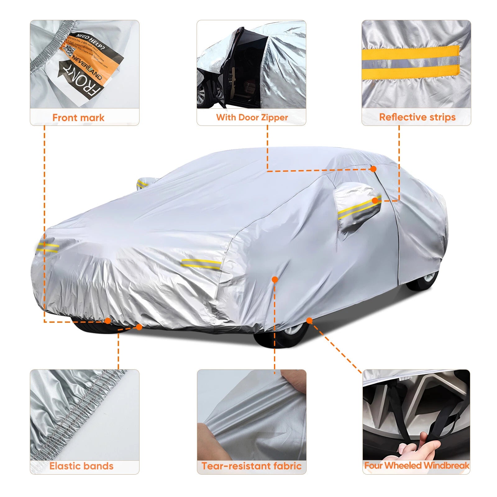 Waterproof Car Cover for Ford Mustang, Honda Civic (Sedan)