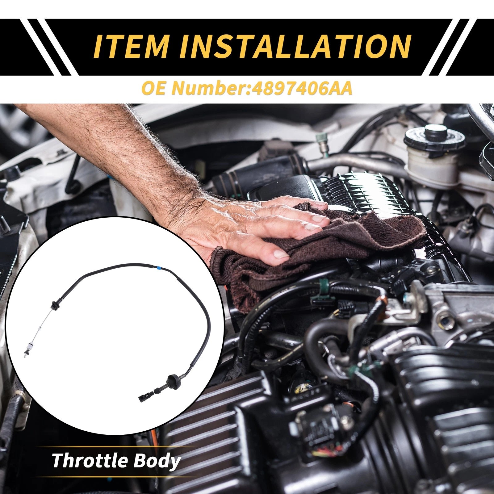 Throttle Body Accelerator Cable for Dodge Ram 1500 2500 (1994–1996) No. 4897406AA