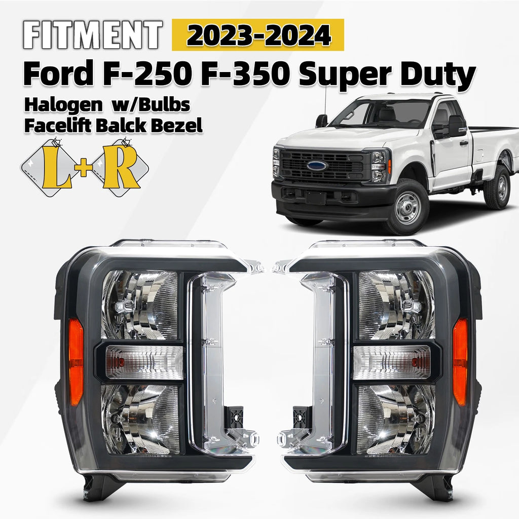 Set of 2 Halogen Headlights for Ford F-250 F-350 SuperDuty (2023–2026)