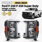 Set of 2 Halogen Headlights for Ford F-250 F-350 SuperDuty (2023–2026)