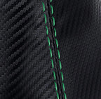 Console Lid Armrest Cover for Nissan Xterra (2005–2015) Carbon Fiber Green Stitch
