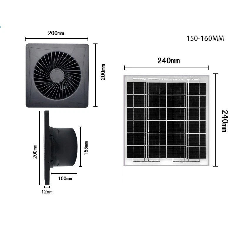 4in 6in 8in Solar Powered Ventilation Fan for RV Boat Trailer
