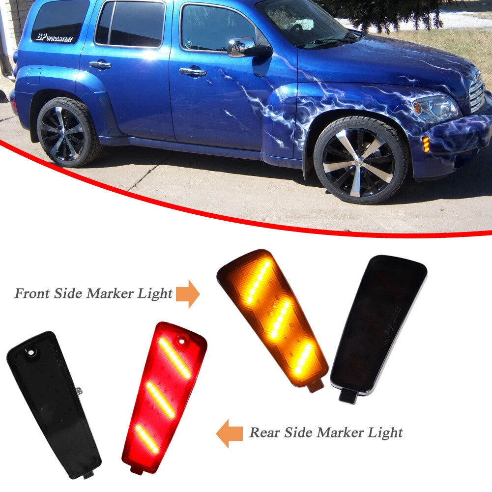 Set of 2 Amber & Red LED Side Marker Lights for Chevy HHR (2006–2011)