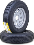 2 Free Country Trailer Tire Rim ST185/80R13 8-Ply 5 Lug x 4.5" Silver Spoke