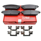 Set of 4 TRW Pro Rear Metallic Slotted Brake Pads w/ Clips for Cadillac Chevrolet GMC