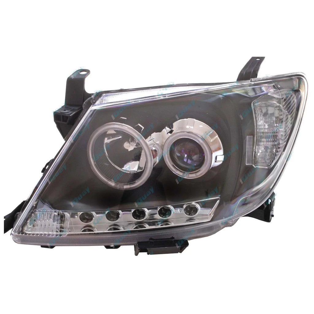 Pair Headlights for Toyota Hilux 2005~11 LED Black Projector Angel Eye DRL Halo