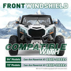 Front Glass Windshield w/ Wiper for Can-Am Maverick X3 DS/RC (2017–Present)