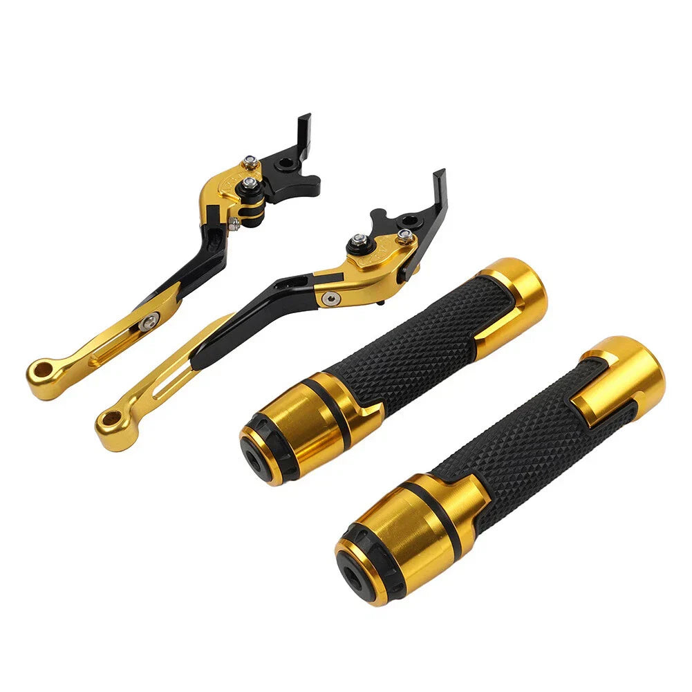 Gold Extendable Brake Clutch Levers & Handlebar Grips for BMW F900R (2020-2023)