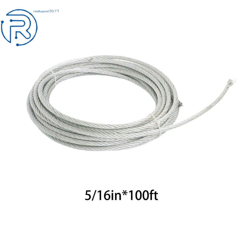 5/16" Galvanized Cable 7×19 100 FT 1120LBS for Fencing, Pulley