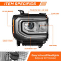OE Style HID Projector Headlight for GMC Sierra 1500 Limited (2016–2019)