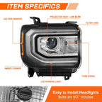 OE Style HID Projector Headlight for GMC Sierra 1500 Limited (2016–2019)