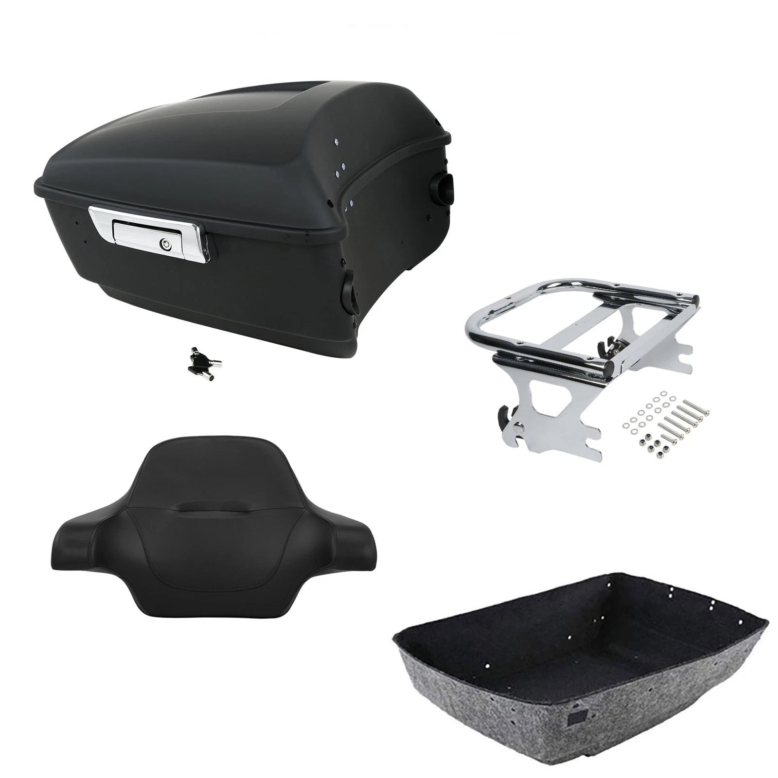 Matte Black King Trunk Backrest Mount Rack for Harley Touring (1997–2008)