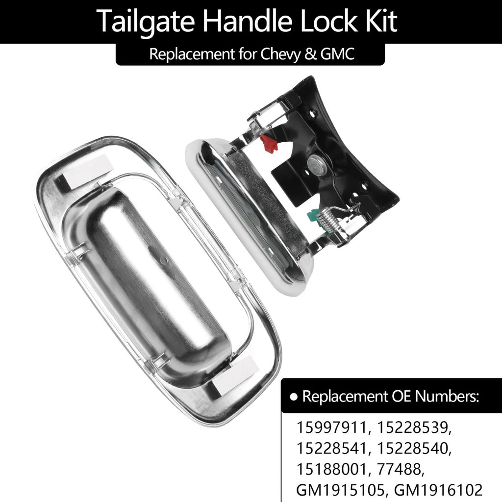 Chrome Tailgate Handle & Bezel Lock Set for Chevy Silverado GMC Sierra (1999-2007)